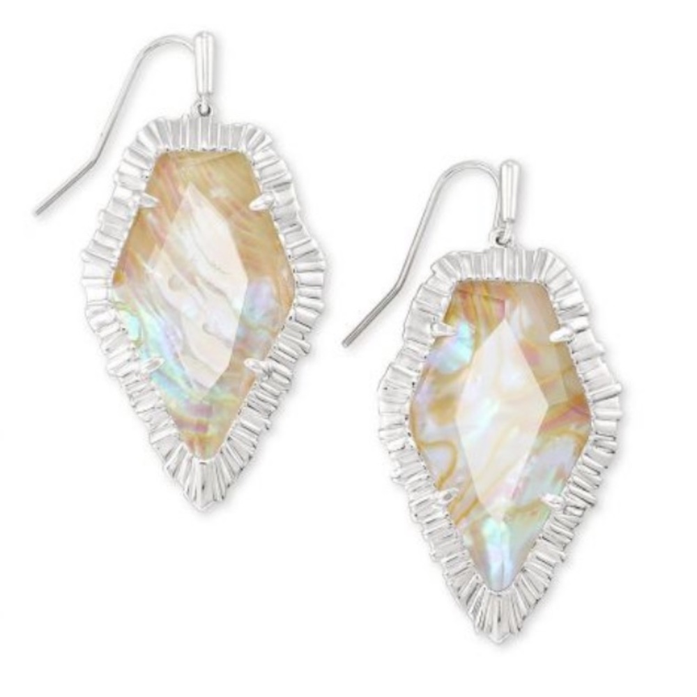 Kendra Scott Kendra Scott Tessa Drop Earrings Iridescent Abalone, Rhodium-Plated